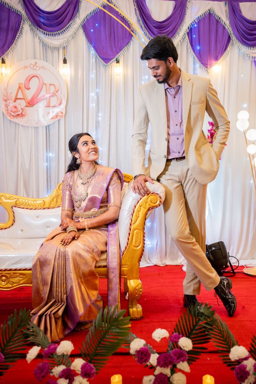 Arun and Benita together on their engagement stage